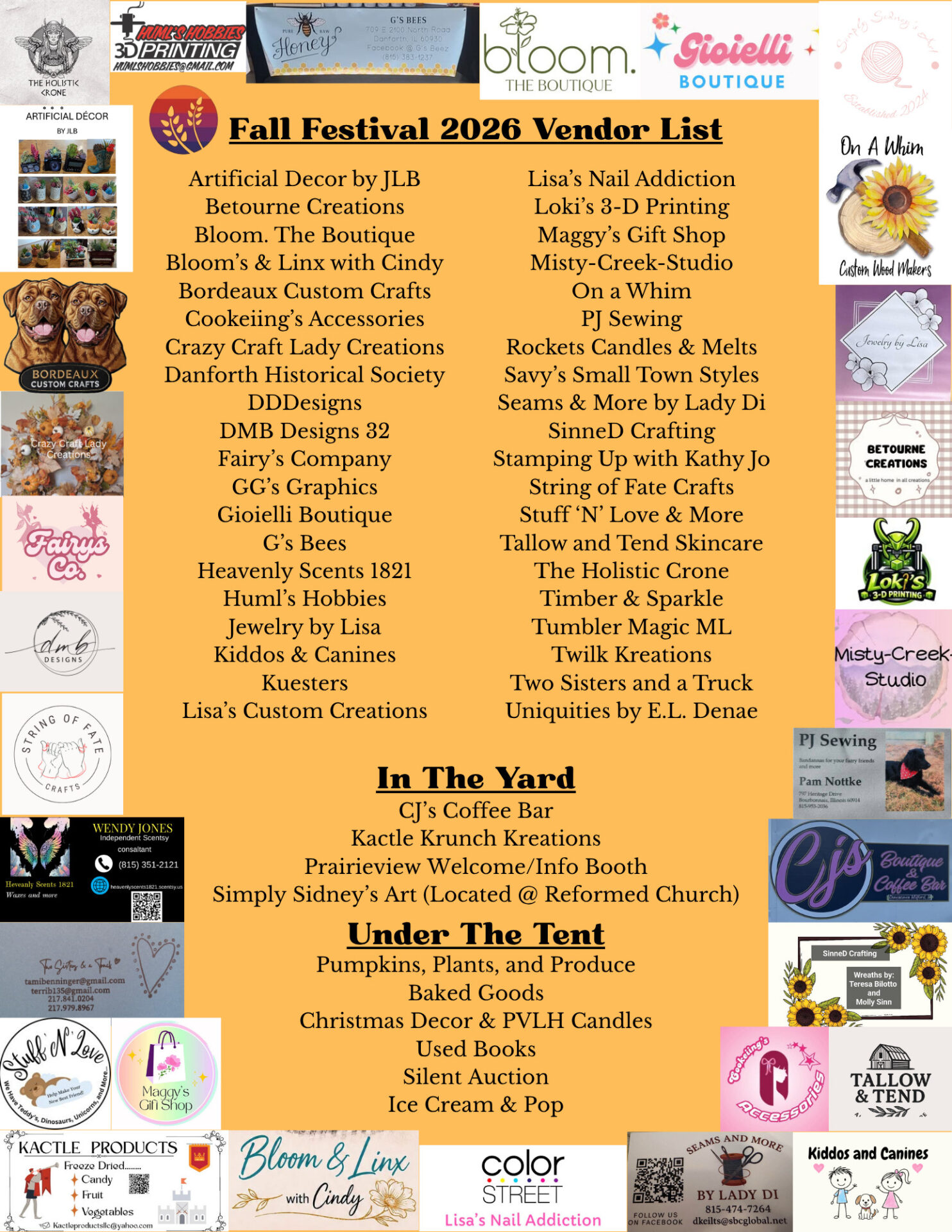 Fall Festival 2026 vendor list with business logos