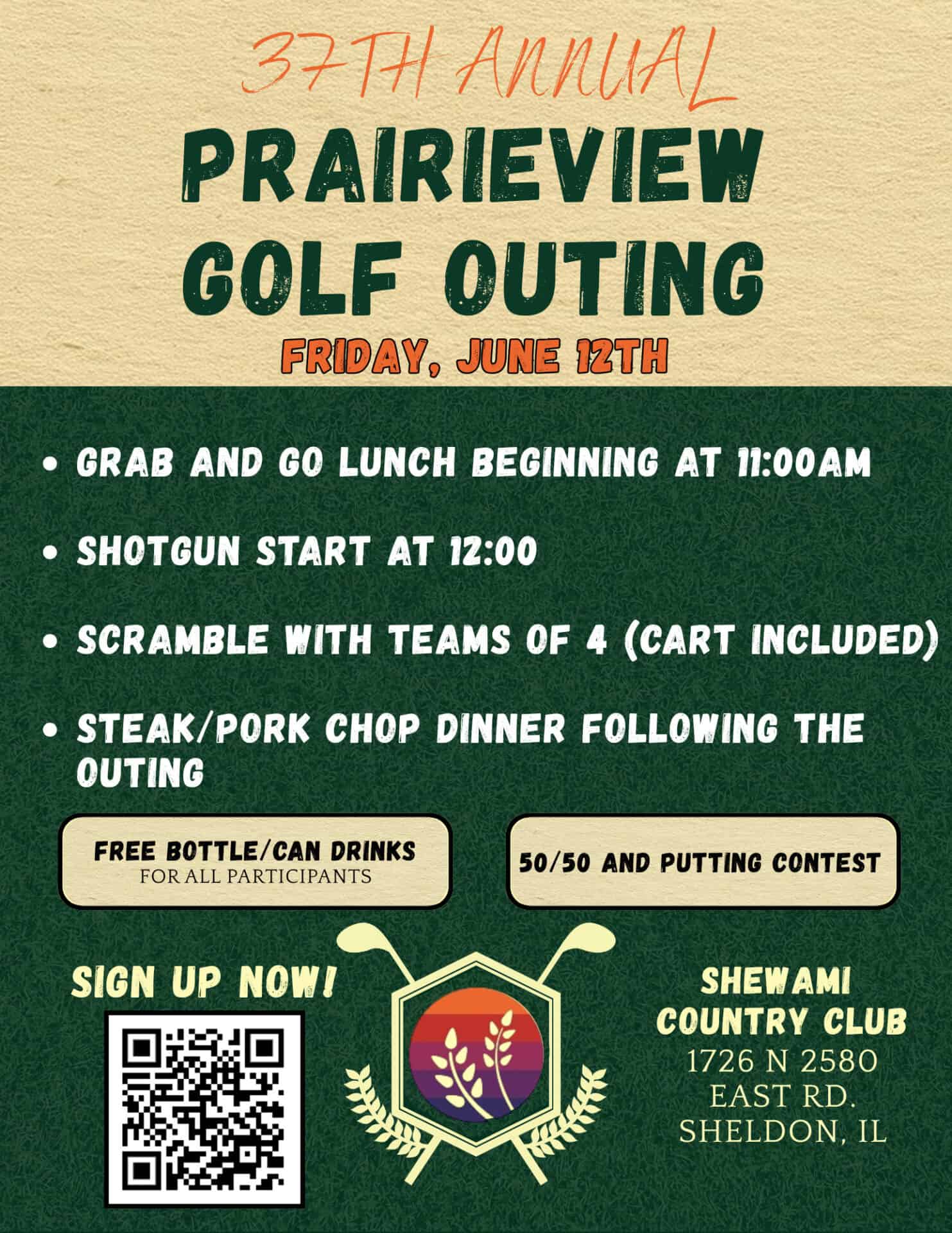37th Annual Prairieview Golf Outing event flyer